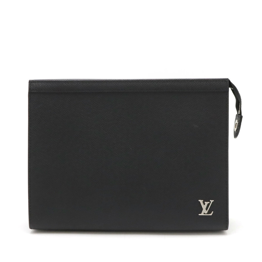 LOUIS VUITTON Taiga Pochette Voyage Shoulder Bag Calf Leather Noir Black